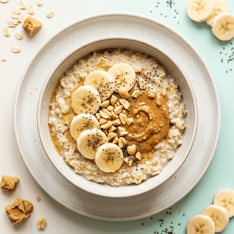Bowl flocons d'avoine, banane et beurre de cacahuète