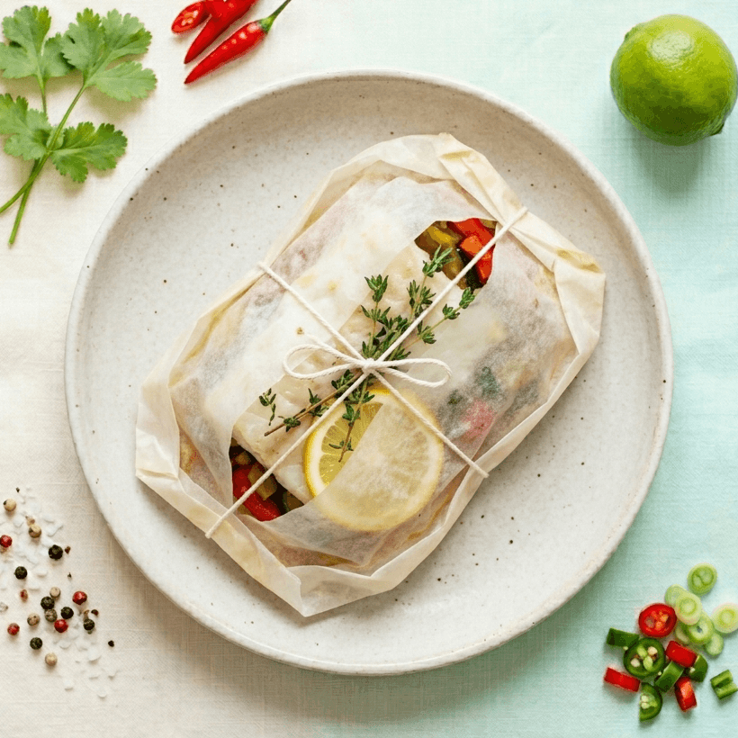 Cabillaud en papillote et sa ratatouille