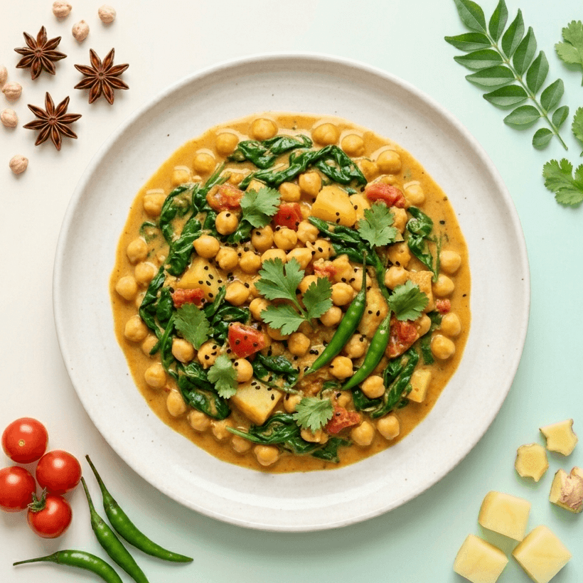 Curry de pois chiches et épinards
