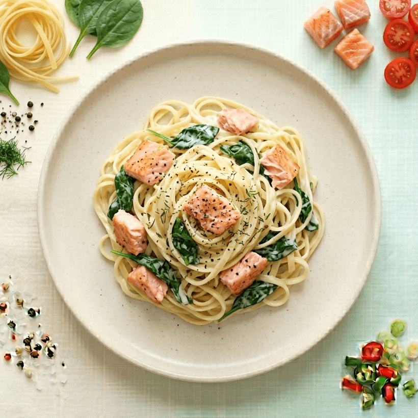 Pasta au Saumon et Épinards