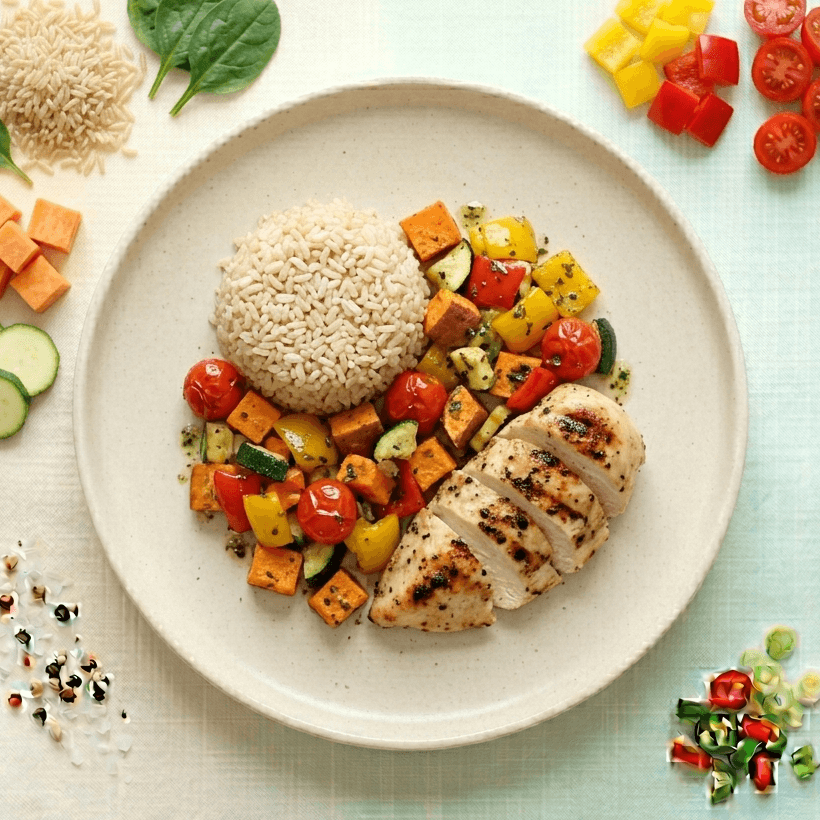Poulet Grillé Riz Complet Légumes