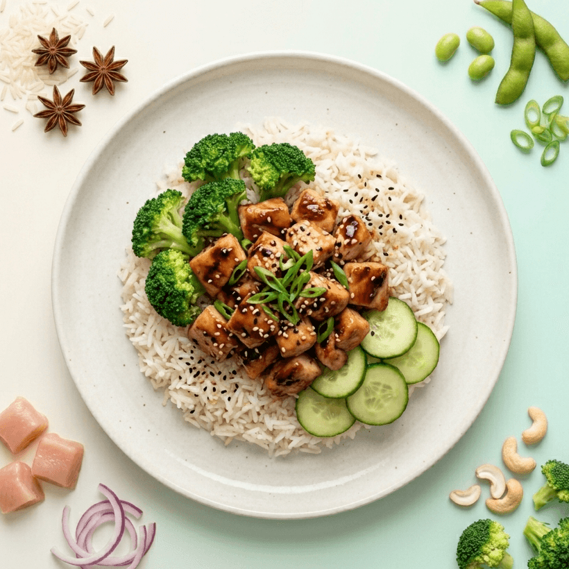 Poulet teriyaki et riz basmati